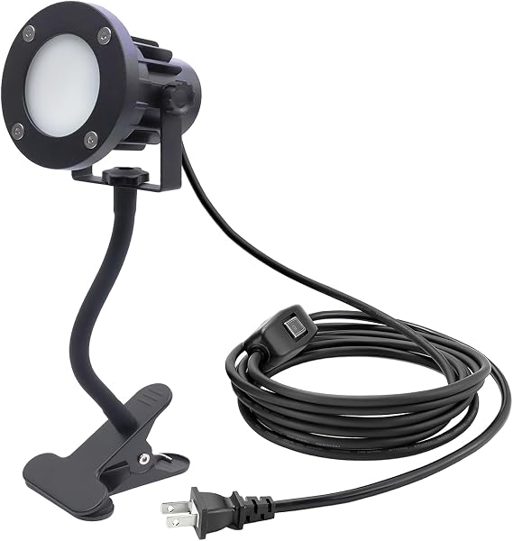 LED Clamp Work Light, 15W (150W Equivalent) All Metal Floodlight with 11.5FT Cord, IP65 Waterproof Outdoor & Indoor, 360 Adjustable Clip on Light, for Garage Workshop Construction (15W-Warm White)