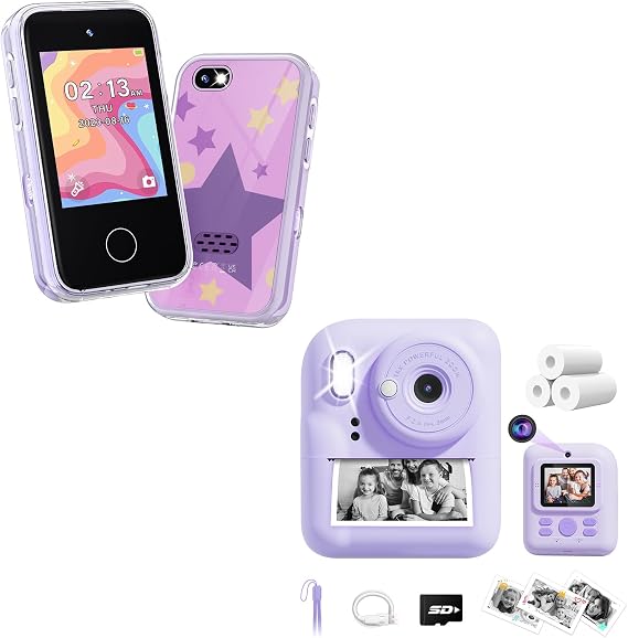 JOYJAM Kids Smart Phone + Camera Instant Print, Upgrade Dual-Lens Selfie Digital Camera for Children