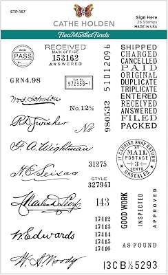 Spellbinders STP-167 Sign Here Clear Stamp Set from The Flea Market Finds Collection by Cathe Holden