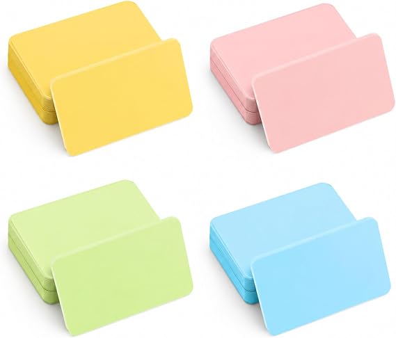 400 Pcs Colored Blank Kraft Paper Cards, Craft Card Paper,Business Cards | Multicolor Business Message Flash Cards Blank for Learning, Study, DIY, Memory(Pink/Green/Yellow/Blue)