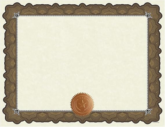 Great Papers! Cambridge Gold Border Certificates with Embossed Copper Foil Seal, 8.5" x 11", 10 count (2020004)