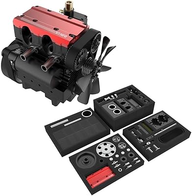 DIY Engine Model That Working for Adults, ST-NF2 Mini Inline Double-Cylinder Four-Stroke Air-Cooled Nitro Engine Model Kit Without Ignition Kit