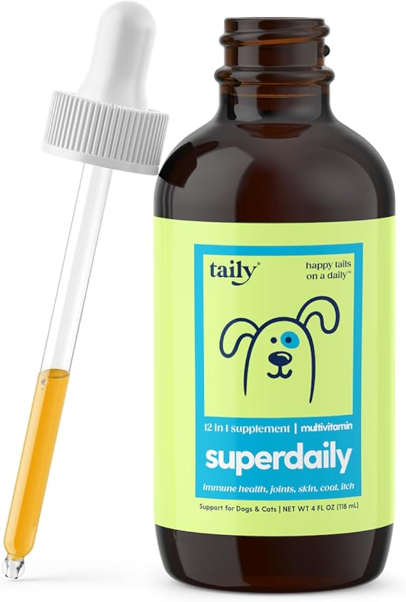 Multivitamin with Liquid Collagen for Dogs and Cats 12-in-1 Super Daily Formula for Joint, Gut, Allergy, Immune, Skin & Coat