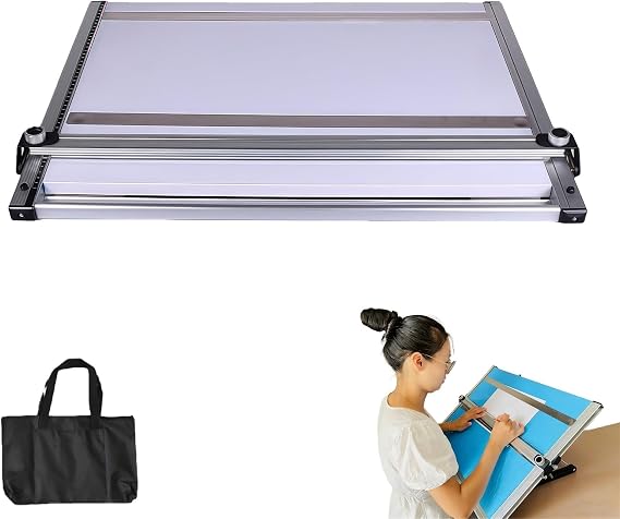 Drafting Board with Adjustable Tilt and Parallel Motion Bar, Aluminum Alloy Track, Ideal Tool for Architectural Drawing