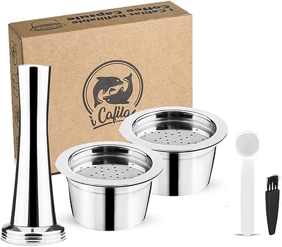 i Cafilas Refillable K Fee Pods Reusable Stainless Steel Coffee Capsules Compatible with K Fee Brewers (3 Pieces Set)