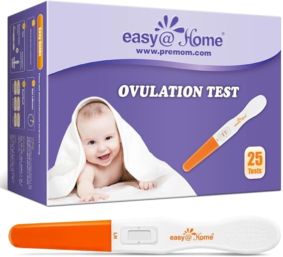 Easy@Home 25 Ovulation Test Sticks, Midstream Fertility Test Kit | FSA Eligible Ovulation Predictor Kit for Women, Powered by Premom Ovulation Predictor App, Period Tracking