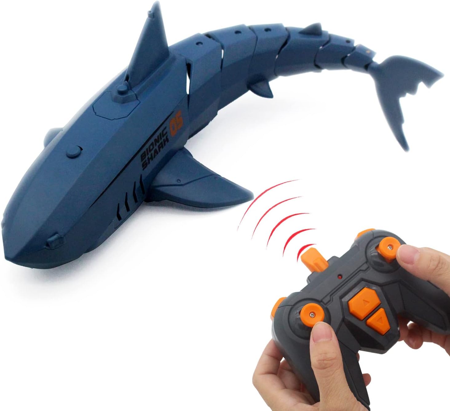 Tipmant Large Size RC Shark Remote Control Fish Boat Electric Water Toys for Swimming Pool, Lake Kids Gifts Blue