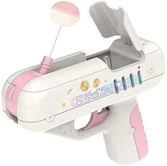 Lollipop Storage Gun Candy Gun Sugar Lollipop Gun Sweet Toys, Light Toy Lollipop Storage, Children's Candy Toy Surprise Ideas Gifts for Boys and Girls, for Children Adult I Love You (Pink)