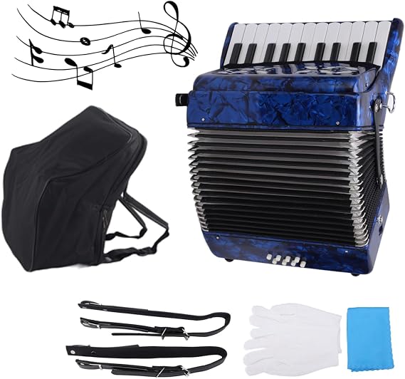 Acordeones Para Adultos, Acordeon De Adulto Azul 22 Keys 8 Bass Accordion Instrument With Adjustable Straps And Sweet Sound Portable Accordion For Beginners Adults