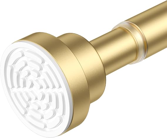 Gold Tension Curtain Rod 30-63In 1PCS,Adjustable Spring Tension Rod | No-drilling Spring Loaded Curtain Rod, Non-slip Extendable Tension Rod for Windows, Doorway and Bedroom
