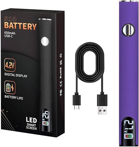 Portable Soldering Iron Kit with LED Display, USB Rechargeable, Suitable for Home Appliance Electronic Kit with Connect, 510 Threaded Battery, 650mah (Purple)