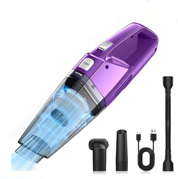 Bossdan Handheld Vacuum Cordless Car Vac Portable with 8KPA & Multi Accessories & Low Noise, Lightweight Hand Held Vacuum Cordless Rechargeable for Car/Home/Dust/Pet Hair, Mine Portable Vacuum