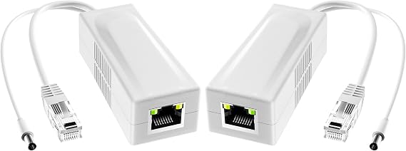 2-Pack Gigabit PoE Splitter 12V 2A, 48V to 12V DC 5.5x2.1mm, 1000Mbps IEEE 802.3af/at, Active PoE Adapter for IP Camera CCTV WiFi AP Arcade Machine