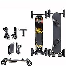 Electric Skateboard with LCD Remote Control，Off-Road Electric Longboard, 1650W Dual Motor, 27 MPH &amp; 18 Miles Range, 7+2+2 Maple and Fiber Glass Up to 330 lbs Left