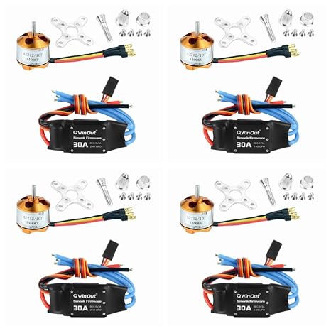 A2212 1400KV Brushless Outrunner Motor 10T + 30A Speed Controller ESC + 3.5mm Banana Connectors for DIY RC Drone Aircraft KK 4 Axle Copter UFO