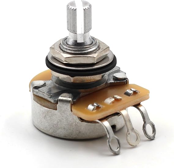 CTS 500k Potentiometer for Guitar - Short Split Shaft, Audio Taper, Aluminum, 10% Tolerance