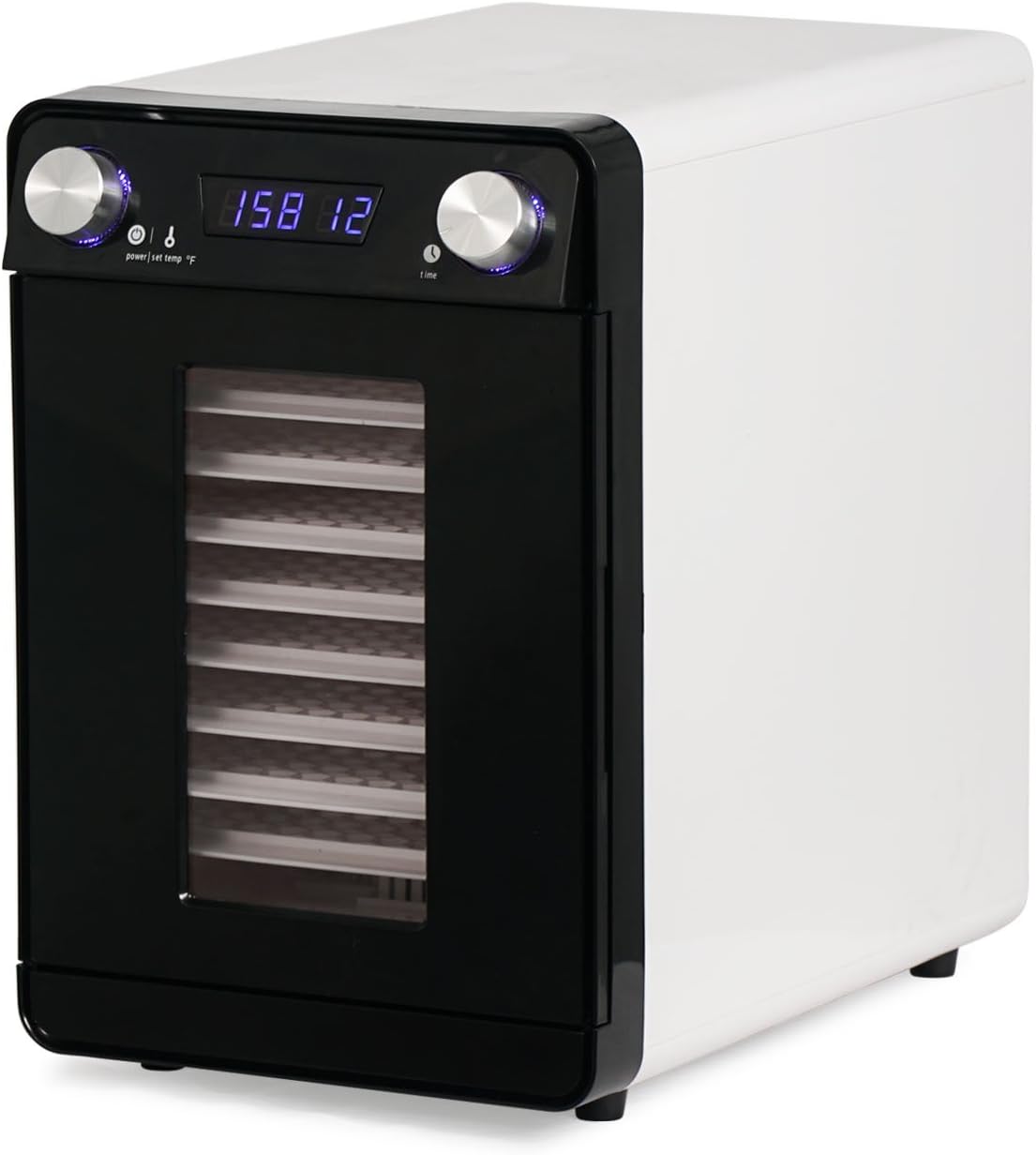 Della Food Dehydrator Fruit Jerky Dryer Drying 9 Trays Adjustable Temperature and Timer Blower, White