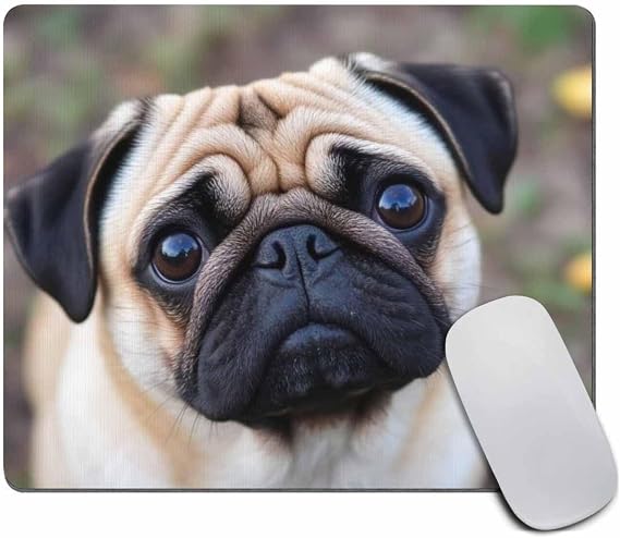 Animal Gaming Mouse Pad Custom, Pug Dog Mousepad Antique Decorate Mouse Pads 9.5 X 7.9 Inch (240mmX200mmX3mm)