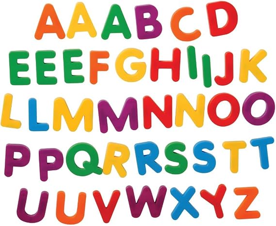 Constructive Playthings Giant Magnetic Uppercase Letters, Large Educational Magnets for Kids, BKM-302