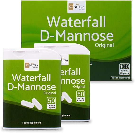 Waterfall D-Mannose Caplets (Easy to Swallow Tablets &amp; Alternative to D-Mannose Capsules) 500mg | SC Nutra - 100 Count