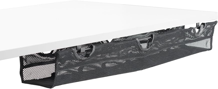 VIVO Under Desk 36 inch Mesh Net Cable Management with Power Strip Holder, Wire Organizer, Adjustable Home Office Standing Desk Cord Storage, Black, DESK-AC36MH-S