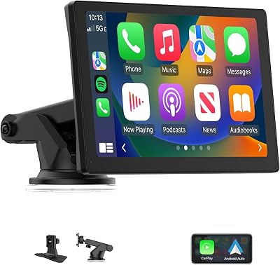 Spedal 9 Inch Wireless Carplay & Android Auto with 1080P Backup Camera, Carplay Screen for Car, Portable Car Stereo Navigation with Mirror Link, Bluetooth, AUXFM