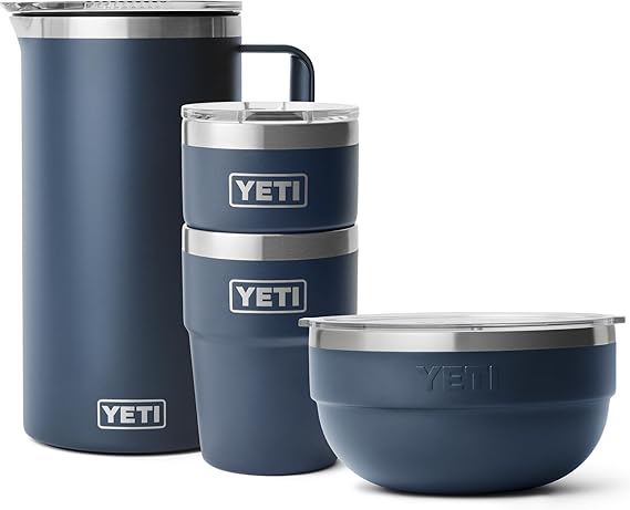 YETI Rambler (2) 16 oz Stackable Tumbler, 2 Quart Bowl, 64 oz Pitcher with MagSlider Lid, Navy