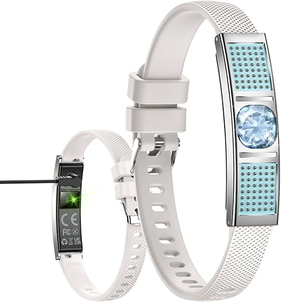 Diamond Smart Bracelet for Women Men Screen-Free Fitness Tracker with Heart Rate & Sleep Monitor Activity Tracker Steps Calories Distance Womens Cycle Tracking 3ATM Waterproof Health Smart Bracelet