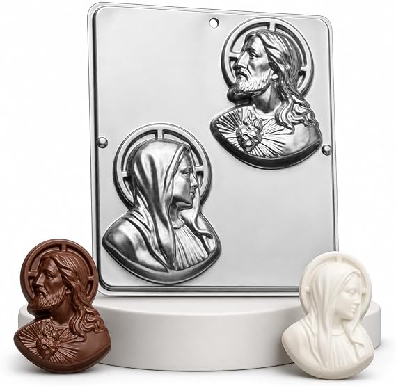 Sacred Heart Jesus and Mary Chocolate Candy Mold Religious 401, 2 Cavity, 3.5" x 5"