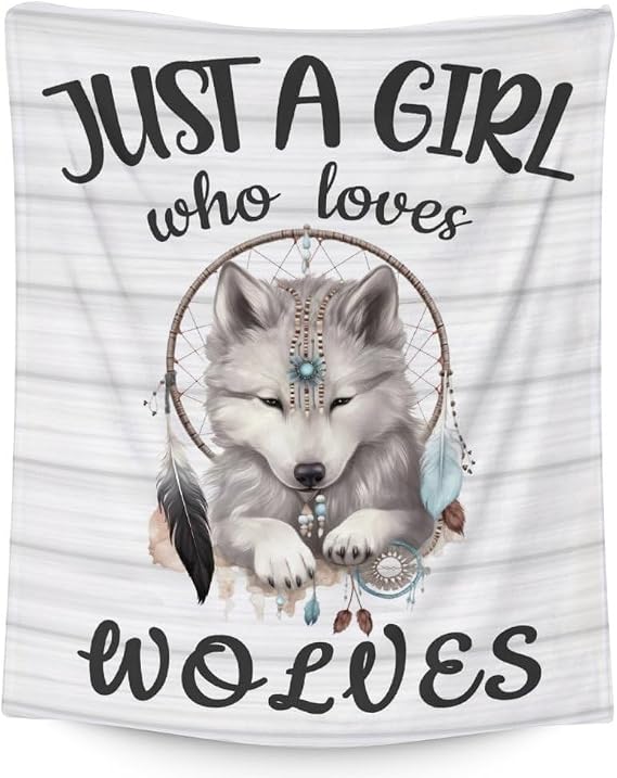 Wolf Blanket Gifts - Wolf Gifts for Girls - Soft Plush Throw for Kids Adults Teen - 40"x50" Animal Throws for Sofa