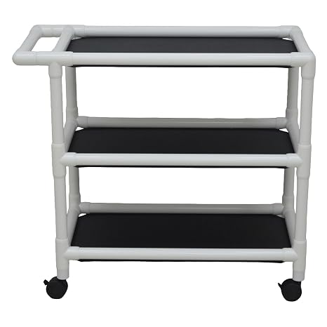 MJM International 332-3 Three Shelf Utility Cart, No Cover, 300 oz Capacity, 37" Height x 40.5" Length x 20" Width