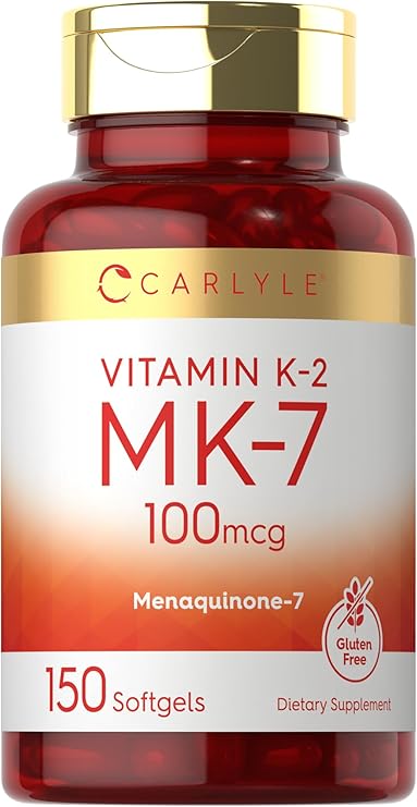 Carlyle Vitamin K2 MK7 100 mcg | 150 Softgels | Bioactive Trans-Form MK7 | Non-GMO & Gluten Free Supplement