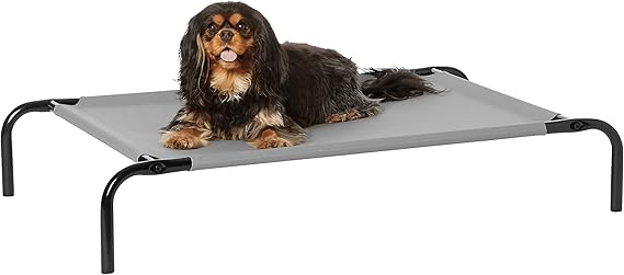 Amazon Basics Raised Dog Bed, Cooling Breathable Elevated Pet Bed, S, Grey, 90 x 55 x 19 cm (L x W x H)