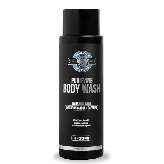 Game Face Grooming Body Wash Mens 12 Fl Oz Shower Gel | Cleanses, Exfoliates, And Hydrates Your Skin And Face| Plant Based And Sulfate Free | Fig & Coconut Scent