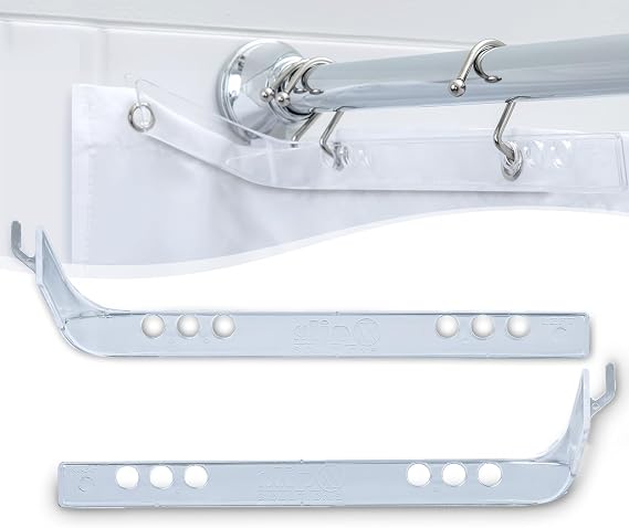 SlipX Solutions Shower Curtain Liner Splash Guard, Clear Plastic, 2 Pieces | Prevents Water Leaks, Easy Tool-Free Install, Removable & Reusable, Invisible Outside Shower