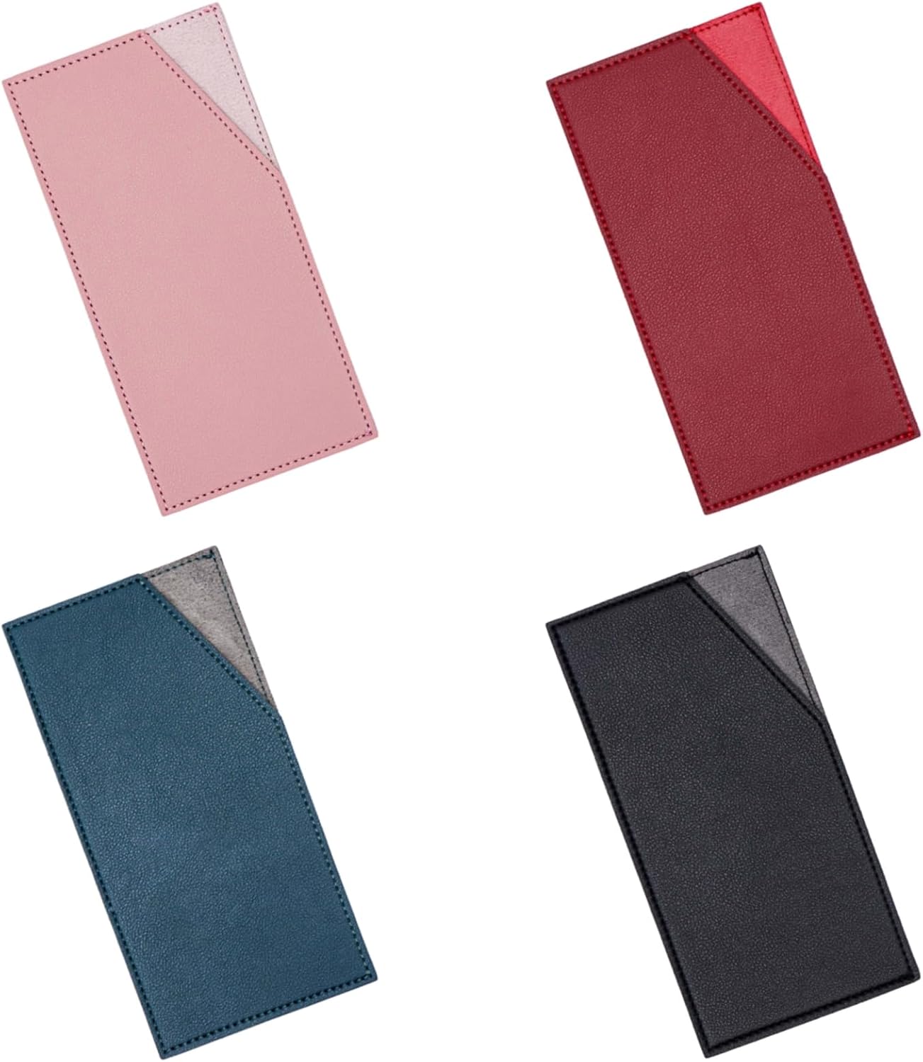 Cash Envelope PU Leather Budget Envelope Credit Card Holder Reusable Money Clip Budget Organizer for Women Men Invoice Receipts Coupon Organizer, Pink, Red, Green, Black