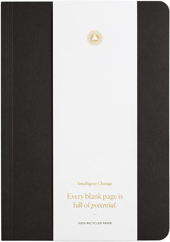 Intelligent Change Daily Small Notebook, Lined Journal Notebook, Work Notebook for Productivity and Mindfulness, Soft Cover A5 Journal for Writing Notes, 144 Pages, Black Notebook