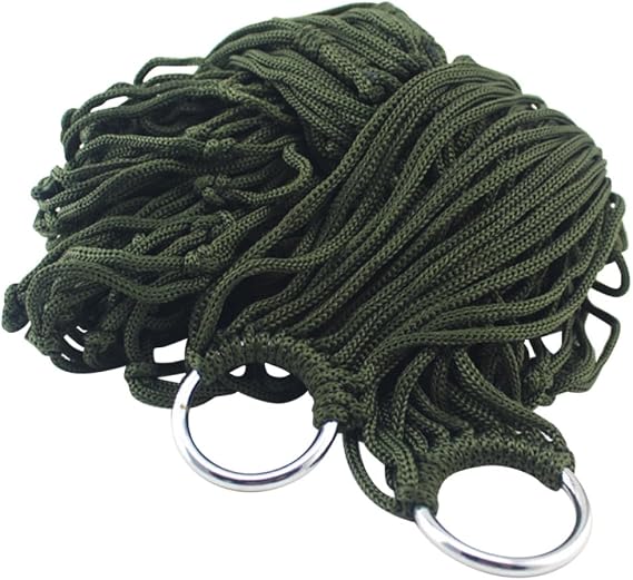 Portable Nylon Net Hammock 9-strand Green Hanging Bed | Breathable Mesh Weave, Suitable for Household and Hiking Use, Can be Used as Stretcher Random Color