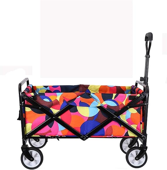 Garden Cart Foldable Trolley Wagon 4 Wheel Foldable Portable Garden Cart for Outdoor Camping Beach Park Shopping Festival Pets (Q 1) (Q 2)