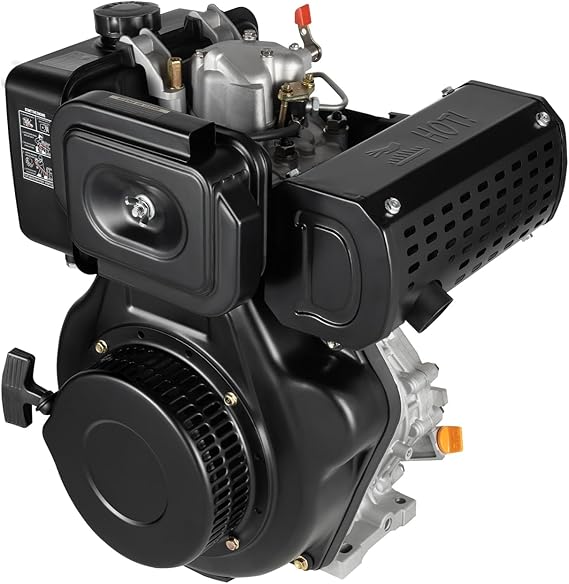 418CC 4-Stroke Diesel Engine,10HP 186FA Industrial Recoil Hand Start, Diesel Engine Single Cylinder Motor with Forced Air-Cooled System, Shaft 1" (25mm) Diameter, 2-5/6" Long