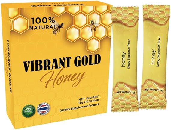 VIBRANT GOLD ROYAL HONEY for MEN | Strong with GINSENG and MACA extract Herbal Honey | 10 x 15gm Sachets for Dynamic Men