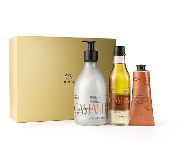 natura - Brazil Nut Deep Nourishing Holiday Gift Set Triple-Phase Shower Oil 200 ml + Body Lotion 400 ml + Hand Cream 75 g 100% Vegan, Rich in Omega 6 & 9, Deep Hydration & Radiance