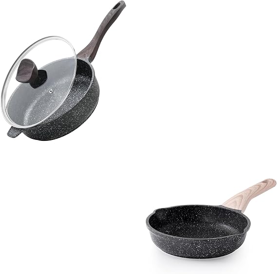 Kordisen Nonstick Frying Pan Skillet, 8 Inch Granite Cooking Pan, Egg Pan Omelet Pan, Healthy Stone Cookware Chef's Pan, PFOA Free, Induction Compatible