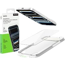 Belkin iPhone 17 Pro Compatible UltraGlass 2 Lite Anti-Reflective Protective Glass Film 0.29mm Fingerprint and Shatter Resistant Antibacterial Coating Improved Installation Guide OVA278qc