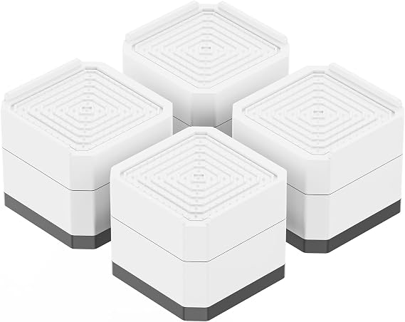 SEISSO Bed Risers Furniture Risers, 1.5 to 4 inch Height, 4 Pack Square Stackable Furniture Lifts Risers, Supports up to 660lbs for Washing Machine, Table, Desk, Couch, Bed Legs, Dorm (White)