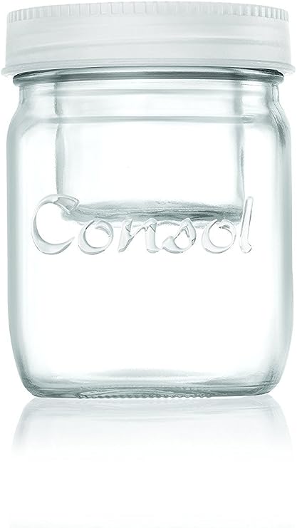 Consol 2-in-1 Classic Mason Glass Jar with a Smaller Jar Inside with One Leak Proof Lid, 17 oz., White
