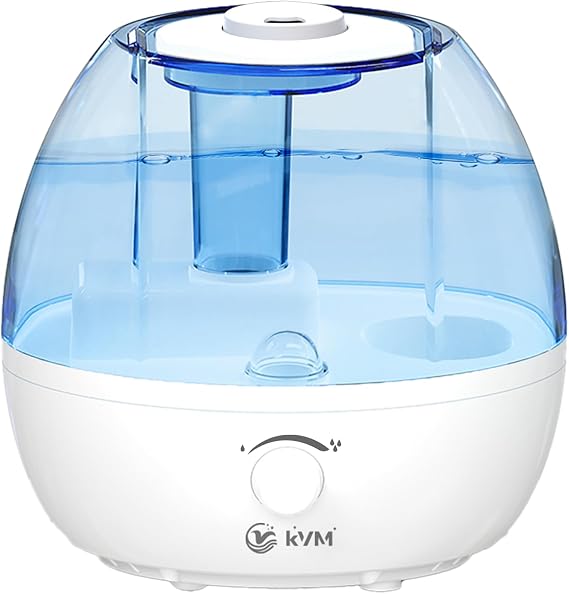 KVM Ultrasonic Cool Mist Humidifier, Quiet Air Humidifiers for Bedroom, Nursery, Office, Indoor Plants, 360 Rotation Nozzle & 2L Water Tank & Night Light