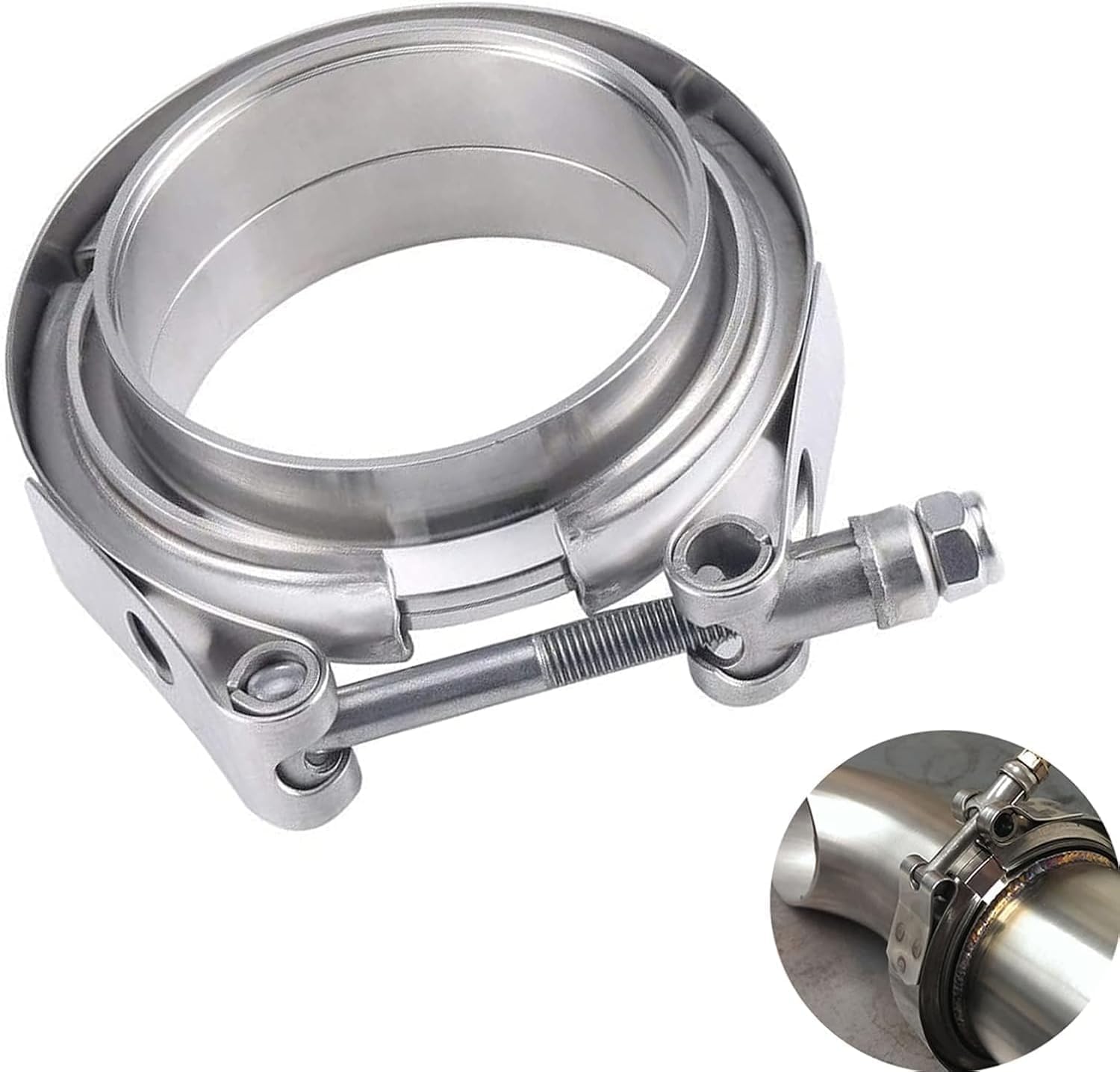 2.0 Inch V Band Clamp with Flange Male Female Stainless Steel 2PCS exhaust clamp exhaust pipe exhaust flange repair kit muffler clamp