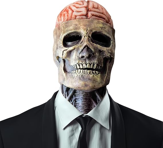 AUSTUFF Halloween Skull Mask,Scary Full Head Horror Mask with Movable Jaw, Scary Realistic Latex Helmet Cosplay Party Props