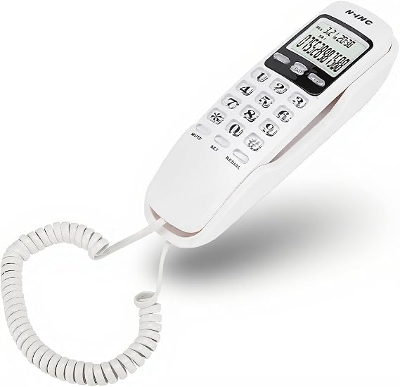 Mini Wall Landline, Corded Phone Telephones Landline Expandable Home Office Hotel Telephone Call Screener Incoming Caller ID Handsets Phone with DTMF/